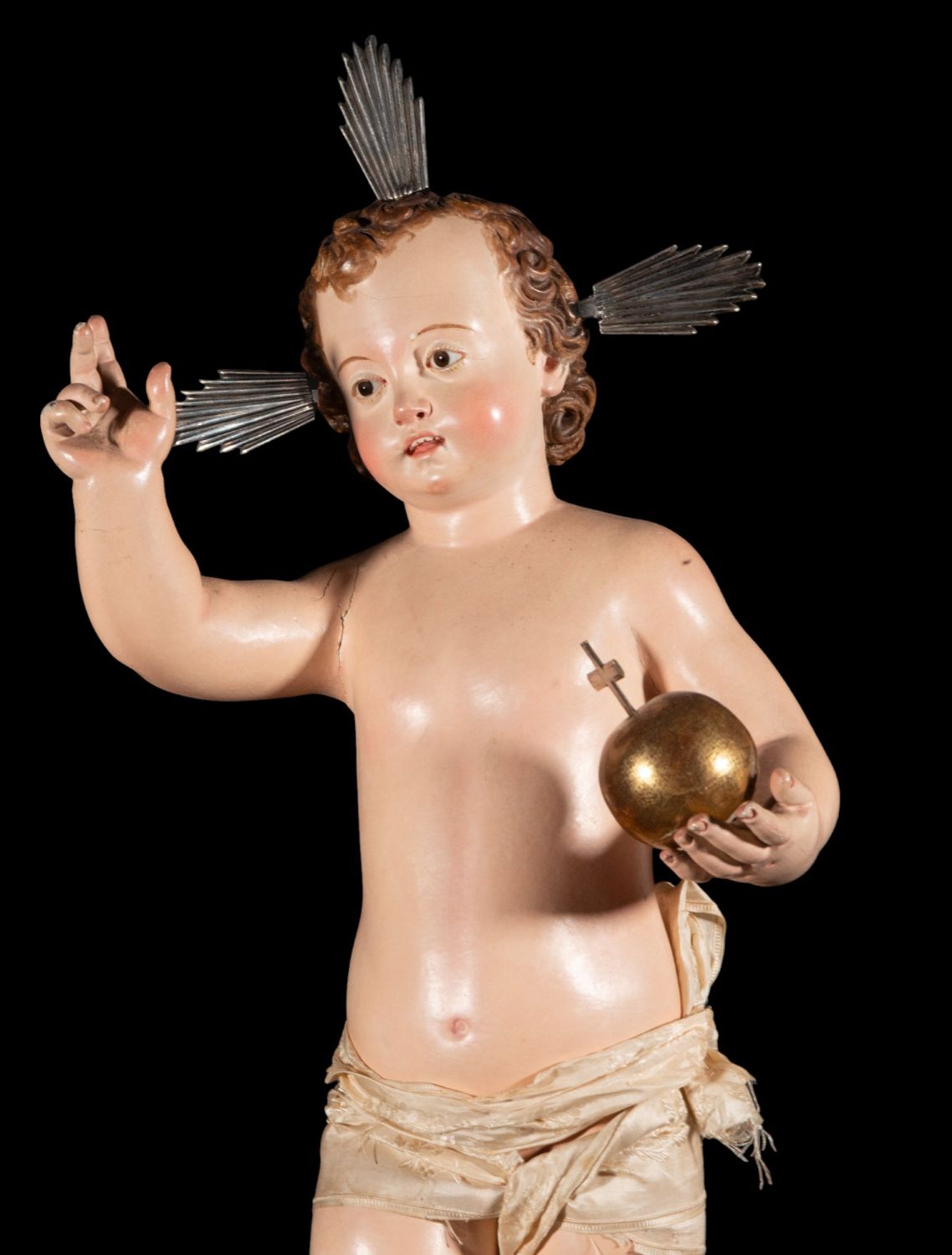 Large Enfant Jesus of the Ball, Italian Baroque school of the 18th century - Image 2 of 6