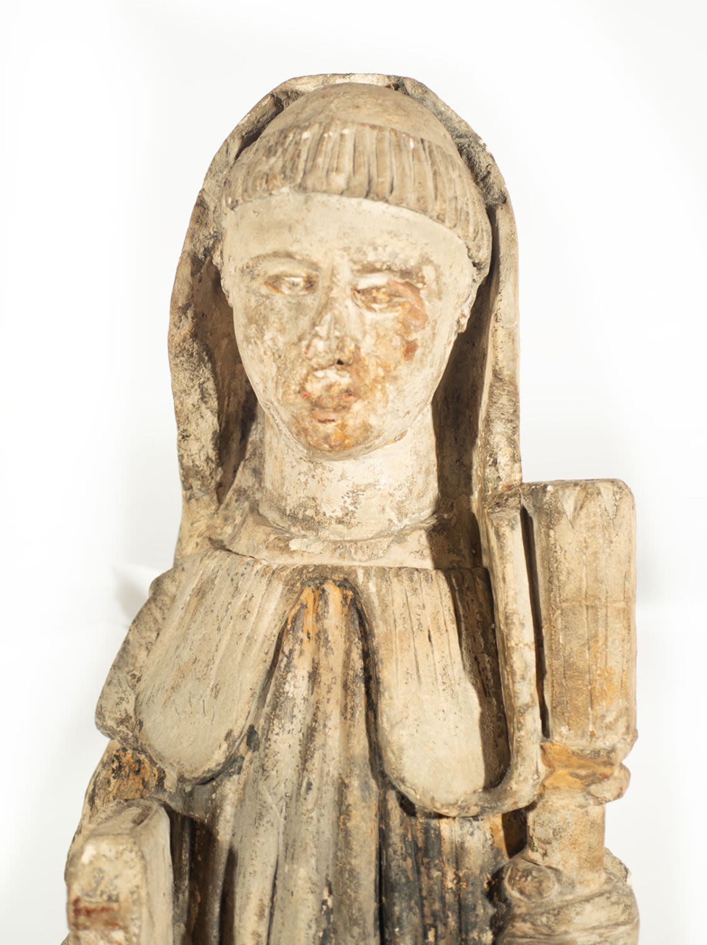 Large Gothic Stone St Bernard de Clairvaux (French Medieval Gothic of the 14th - 15th centuries - Bild 2 aus 4