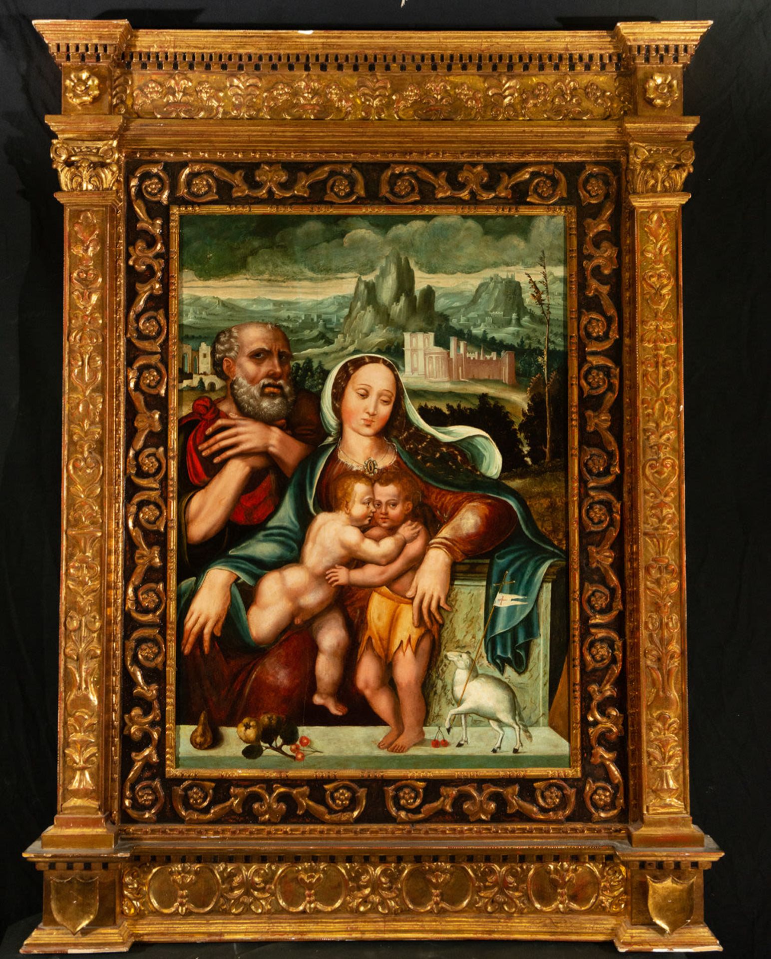 Holy Family on panel, Flemish school of the 16th century