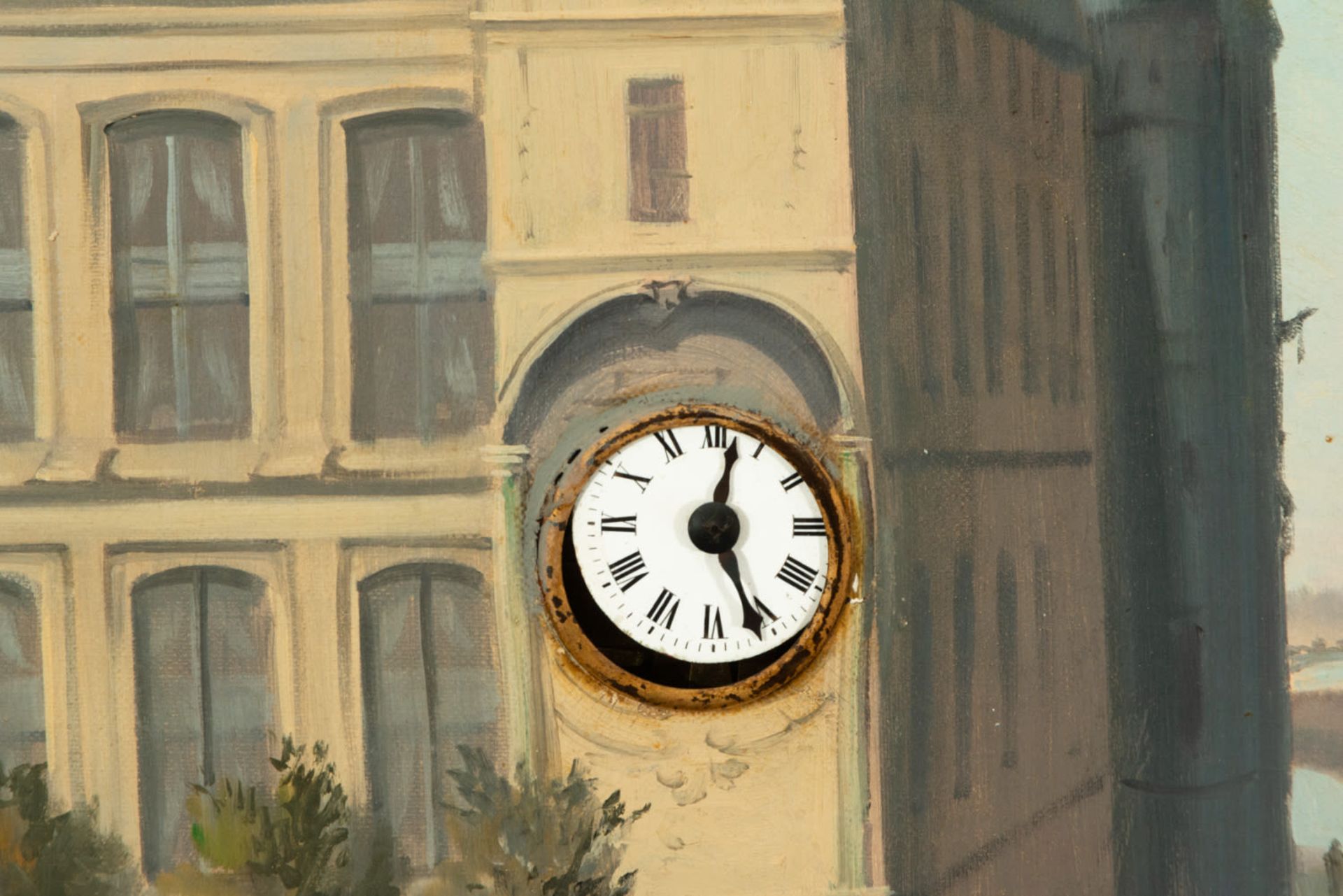 Clock picture with flower market in the Plaza, Italian school, 19th century - Bild 3 aus 6