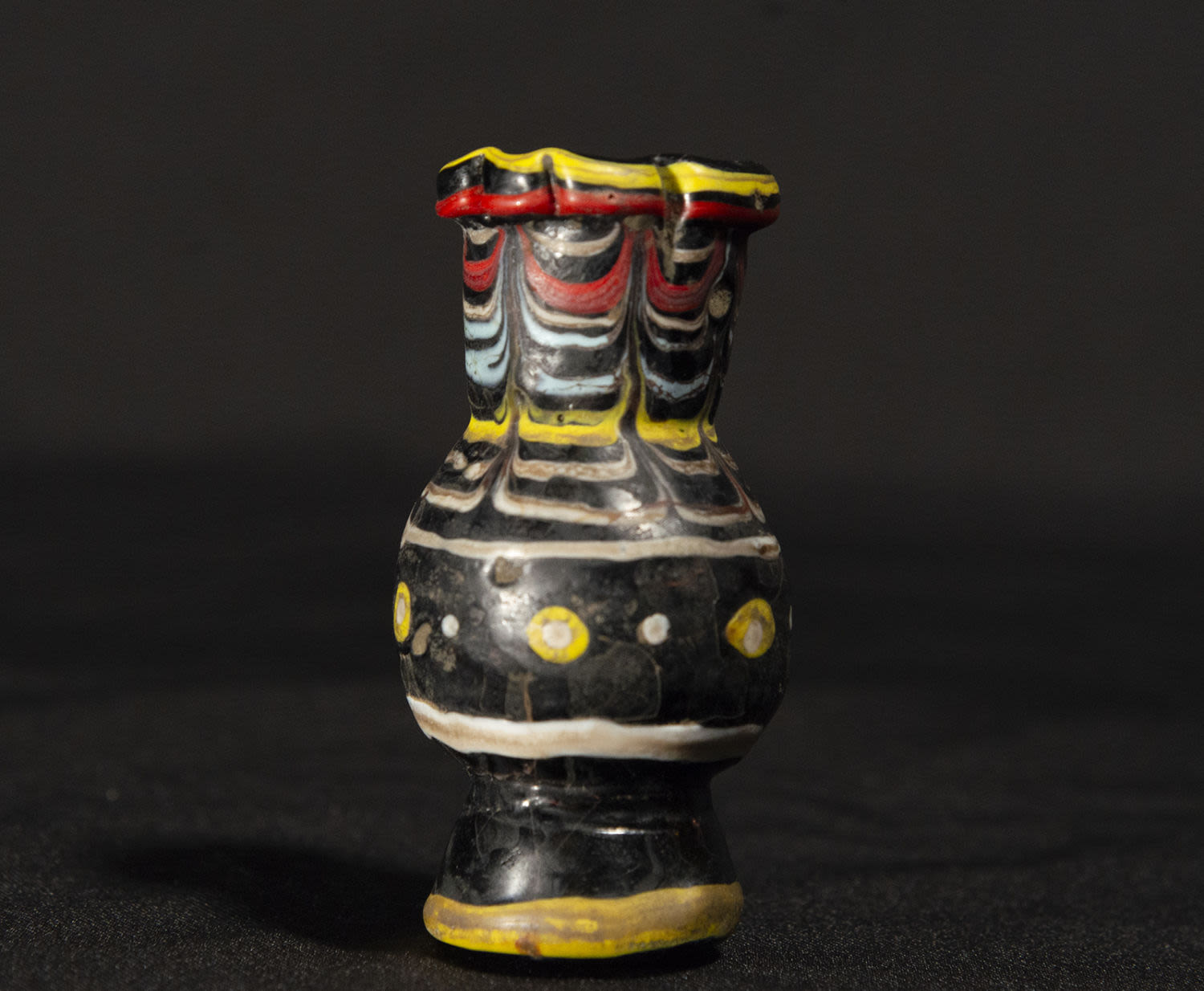 Rare Polychrome and blown glass paste vase in classical Phoenician or Roman style, possibly Greece o