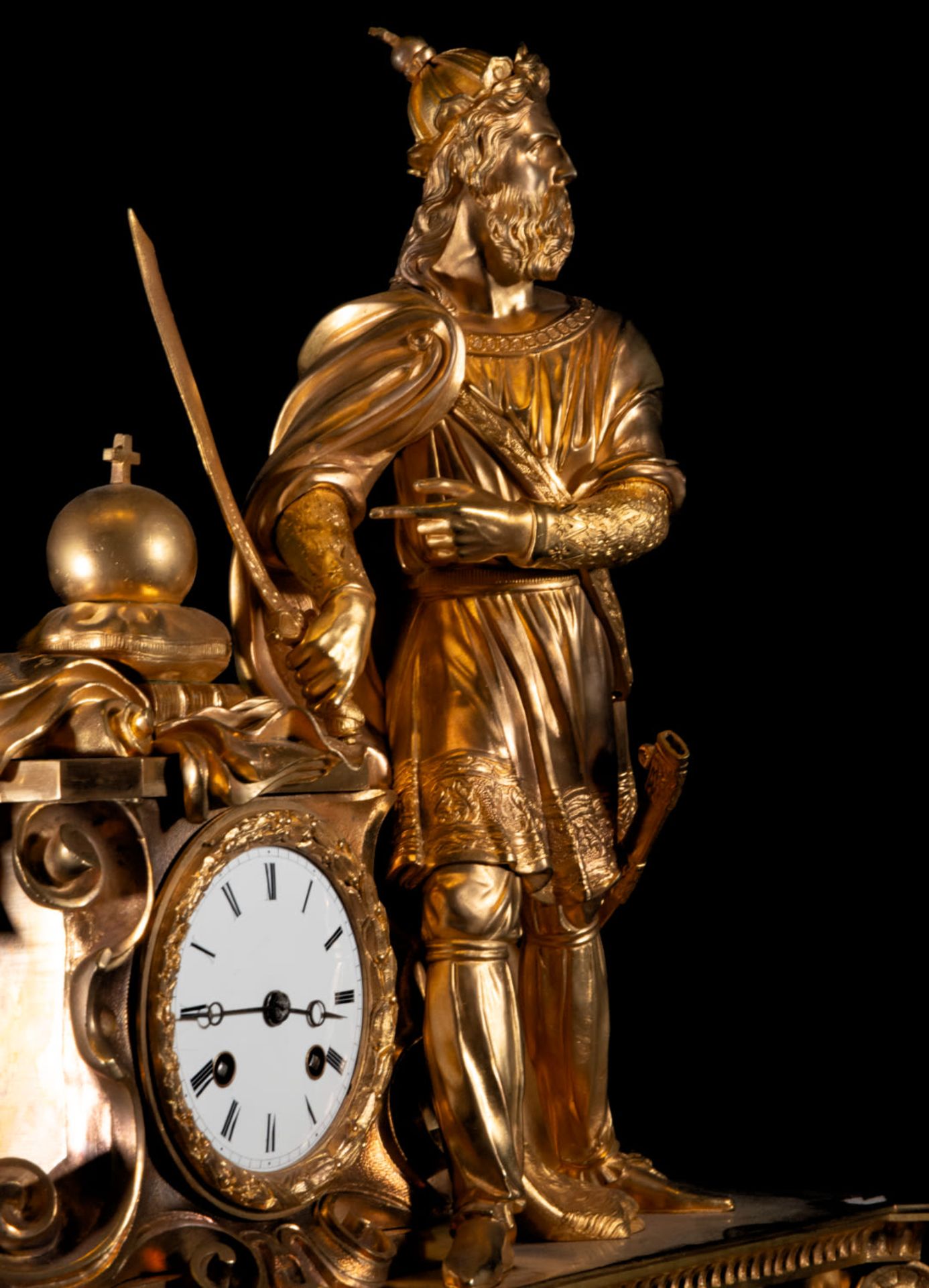 Large and elegant Charles X gilt bronze table clock, 19th century French - Bild 9 aus 10