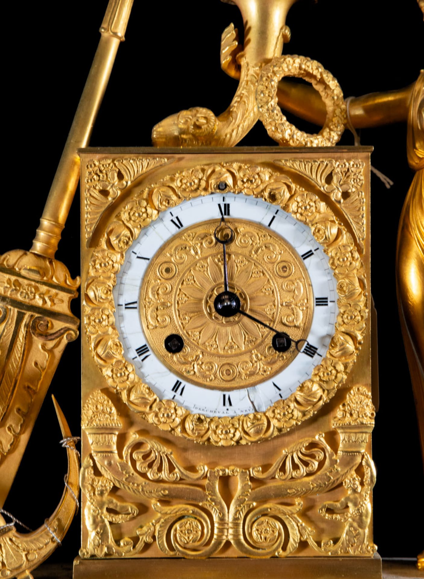 Important French Empire table clock in mercury-gilded bronze, French work from the 19th century - Bild 3 aus 11
