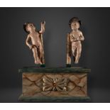 Pair of Neapolitan Holy Children with silver crowns, 18th century, Italy, Naples