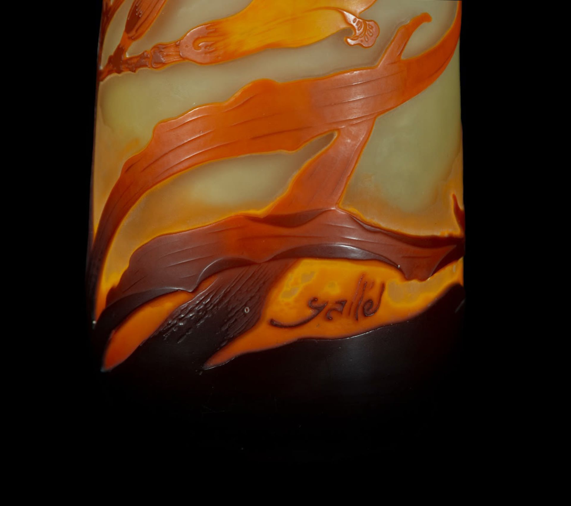 Large Art Nouveau Gallé vase in blown glass and polychrome vitreous paste, 1900s - 1920s - Image 3 of 6