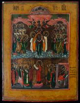 19th century Greek Orthodox icon depicting the Epiphany, oil on panel