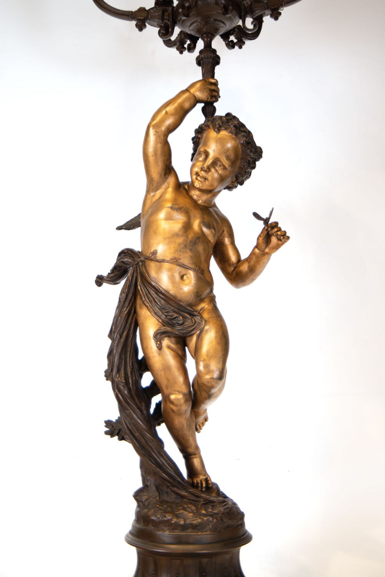 Massive and Fine Gilt bronze Pair of French 19th Belle Epoque Gilt Bronze Torcheres in the manner of - Image 6 of 7