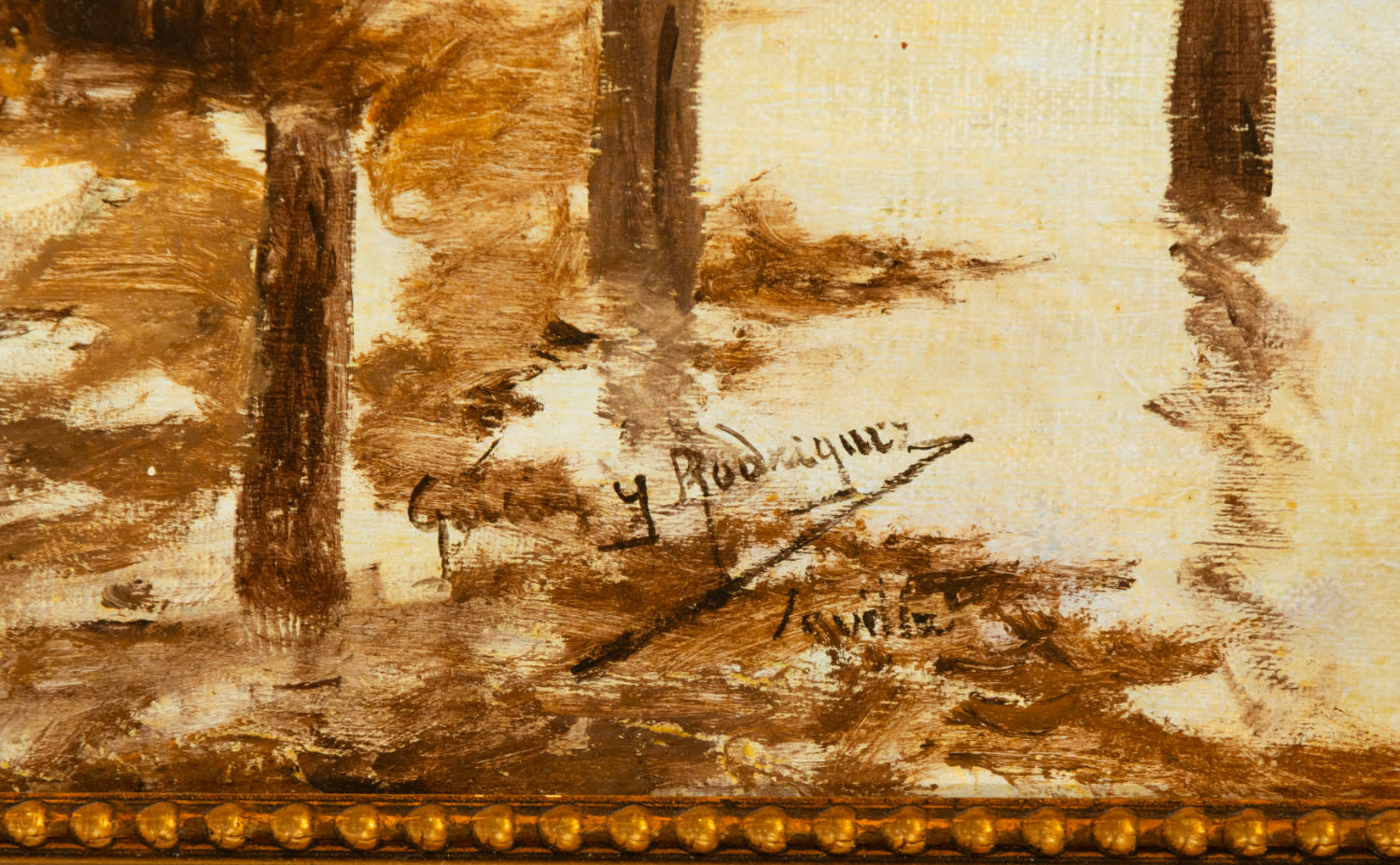 García Rodríguez, signed, Landscape with river, Sevillian school, 19th - 20th centuries - Image 6 of 7