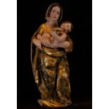 Important Polychrome Virgin with the Child of the Ball, 16th century