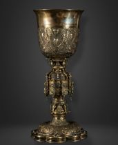 Exceptional Large Plateresque Style Chalice - Renaissance in Sterling Silver and semi-precious stone