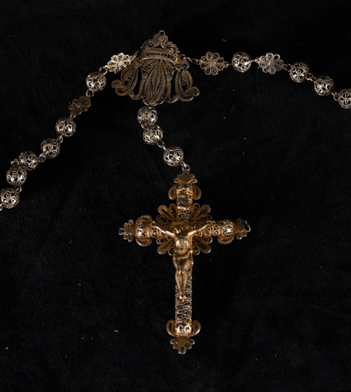 Filigree Rosary in Sterling Silver, 19th Century