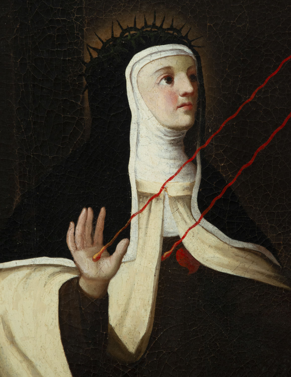 Saint Teresa Receiving the Stigmata of Christ, colonial work, Mexico, New Spain school of the 17th c - Image 4 of 5