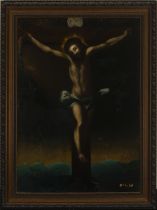 Christ on the colonial Cross, Mexico 18th century - Oil on canvas