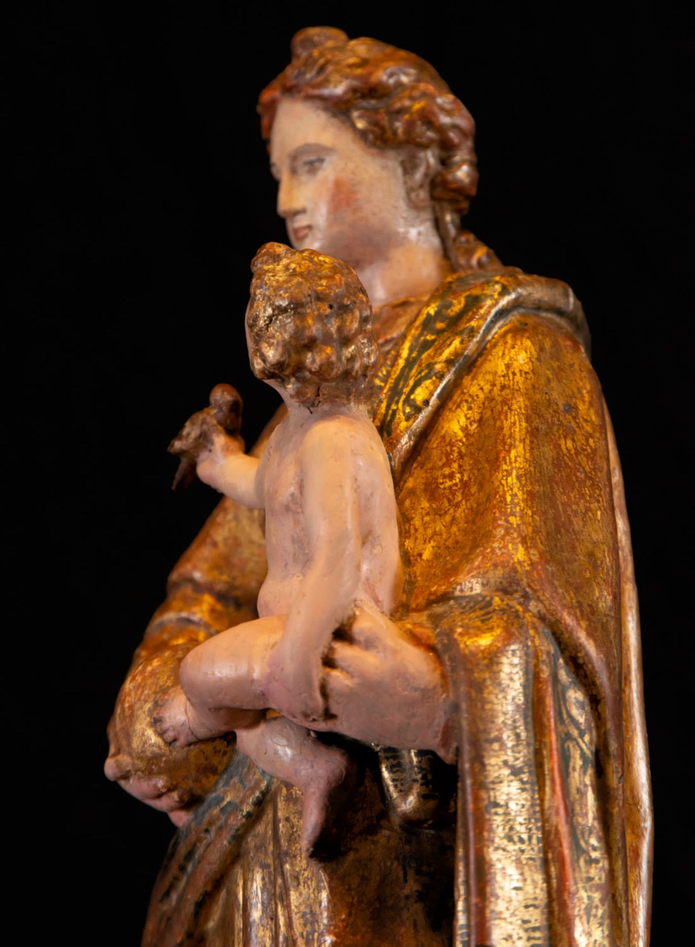 Spectacular sculpture in tabletop carving Virgin and Child Italian Romanist or Brabant, Renaissance  - Image 4 of 5