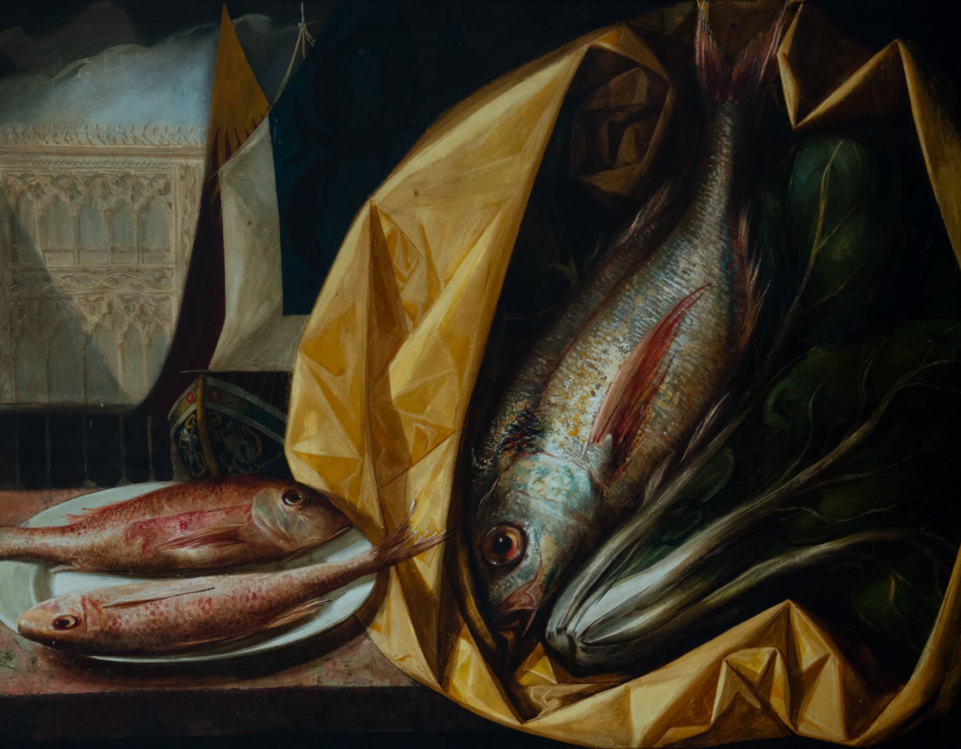 Victoriano Pardo, Still Life of Fish in Venice Madrid (Spain, 1918 - 1999), oil on canvas - Bild 4 aus 10