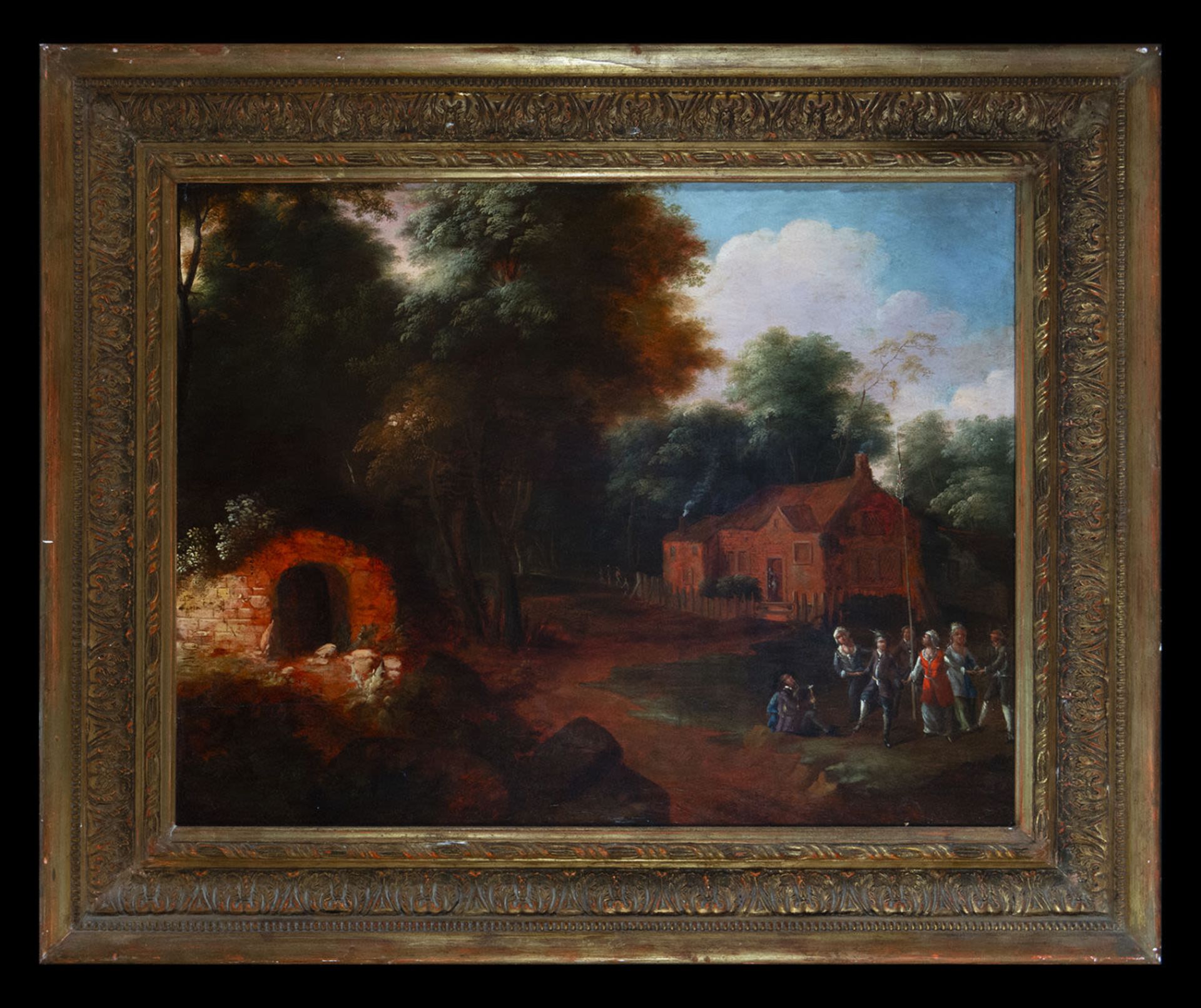 Dancers in a Dutch village, 17th century Dutch school from the circle of Jan Brueghel the Younger, l