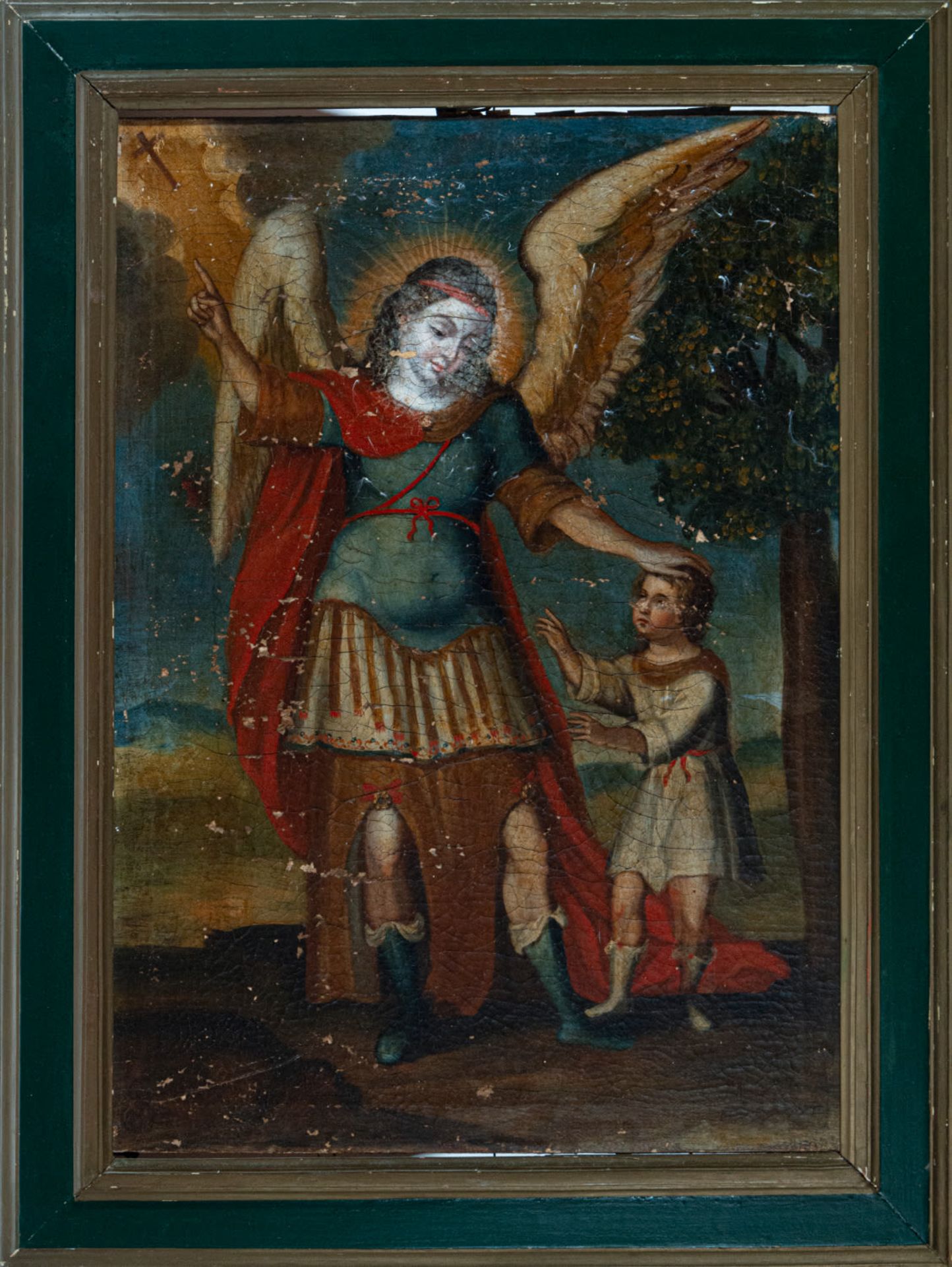Bolivian colonial school from the end of the 18th century, a pair of beautiful Archangels in oil on  - Bild 6 aus 13