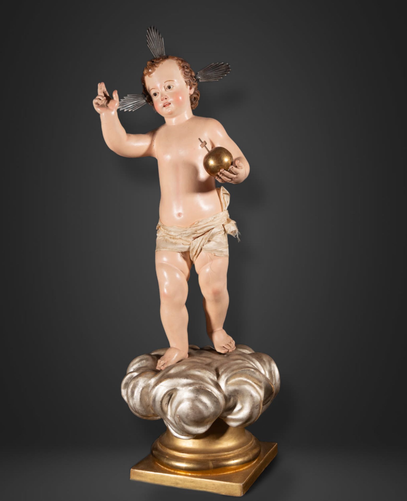 Large Enfant Jesus of the Ball, Italian Baroque school of the 18th century