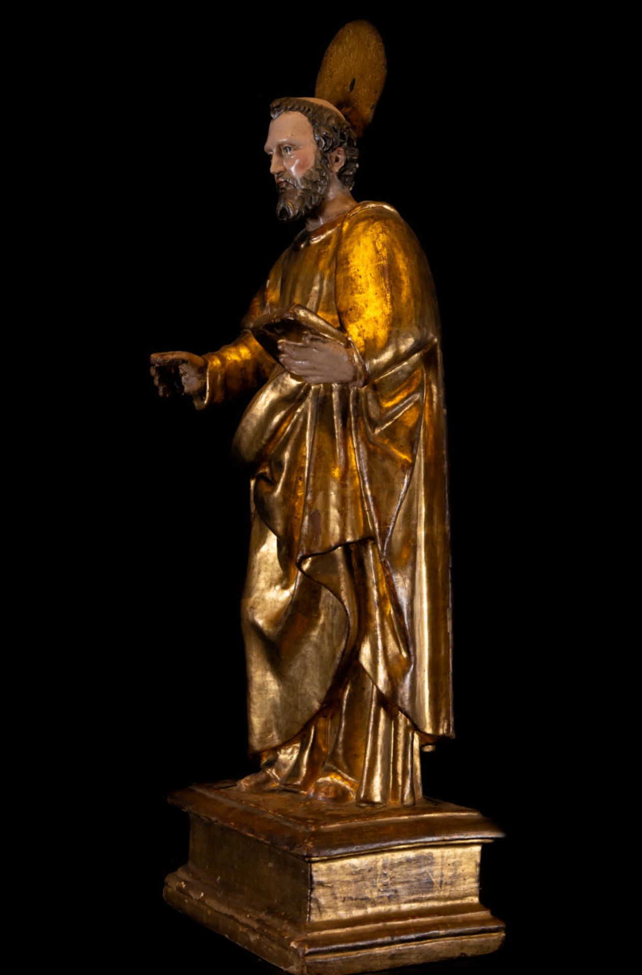 Sculpture of Saint Peter in gilded wood, Castilian school, 17th - 18th centuries - Bild 3 aus 4