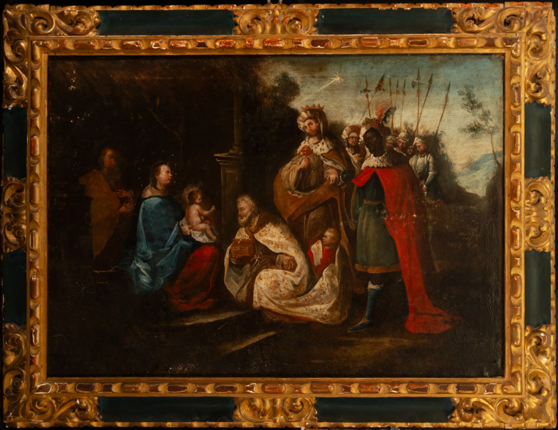 Adoration of the Three Wise Men, 18th century Andalusian school, with baroque period frame - Bild 2 aus 7