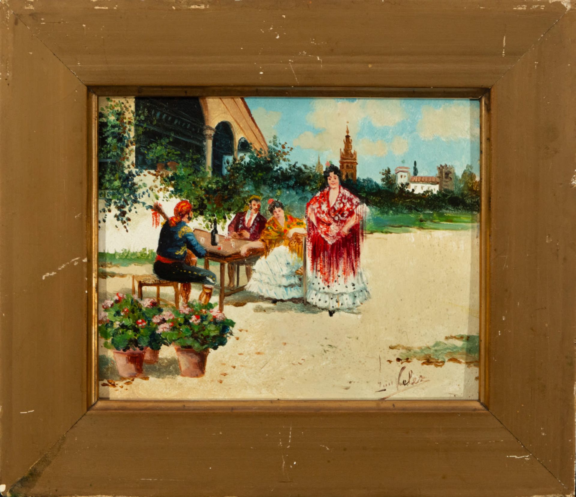 Luís Vélez (signed), Pair of paintings of traditional scenes, Spanish school, 19th - 20th centuries. - Bild 2 aus 7