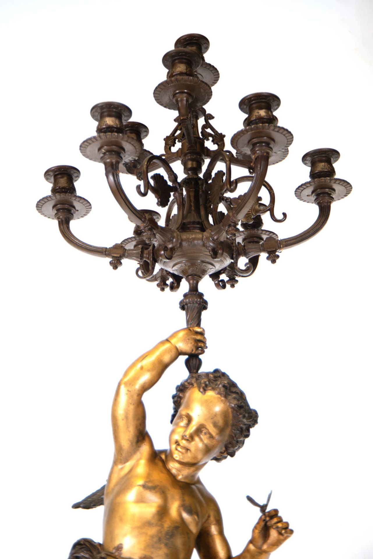 Massive and Fine Gilt bronze Pair of French 19th Belle Epoque Gilt Bronze Torcheres in the manner of - Image 5 of 7