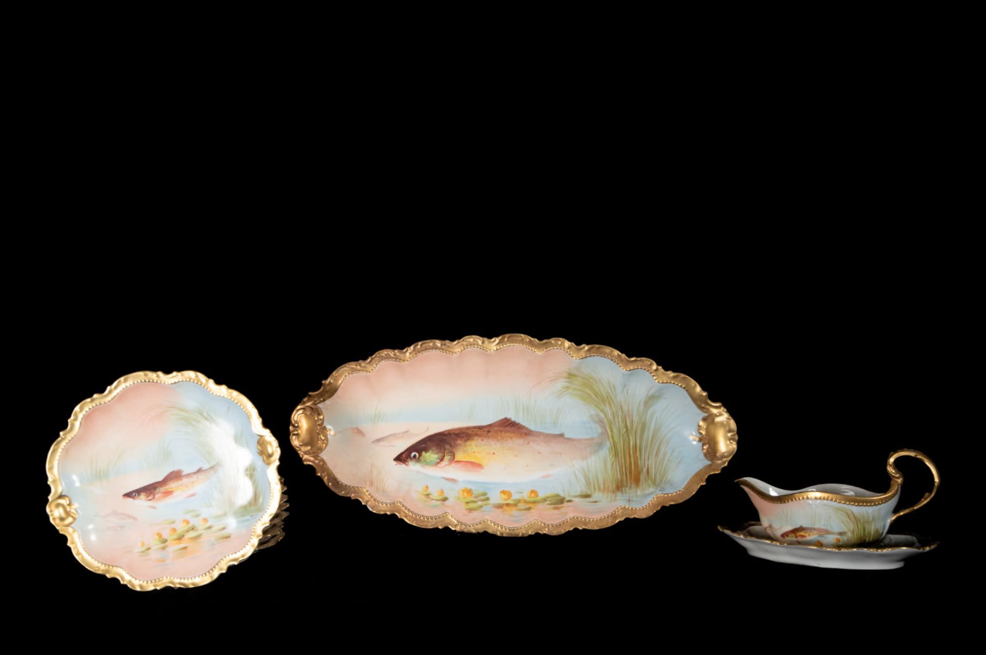 19th Century Limoges Porcelain Fish Dinnerware Set by the Count of Artois, 19th Century