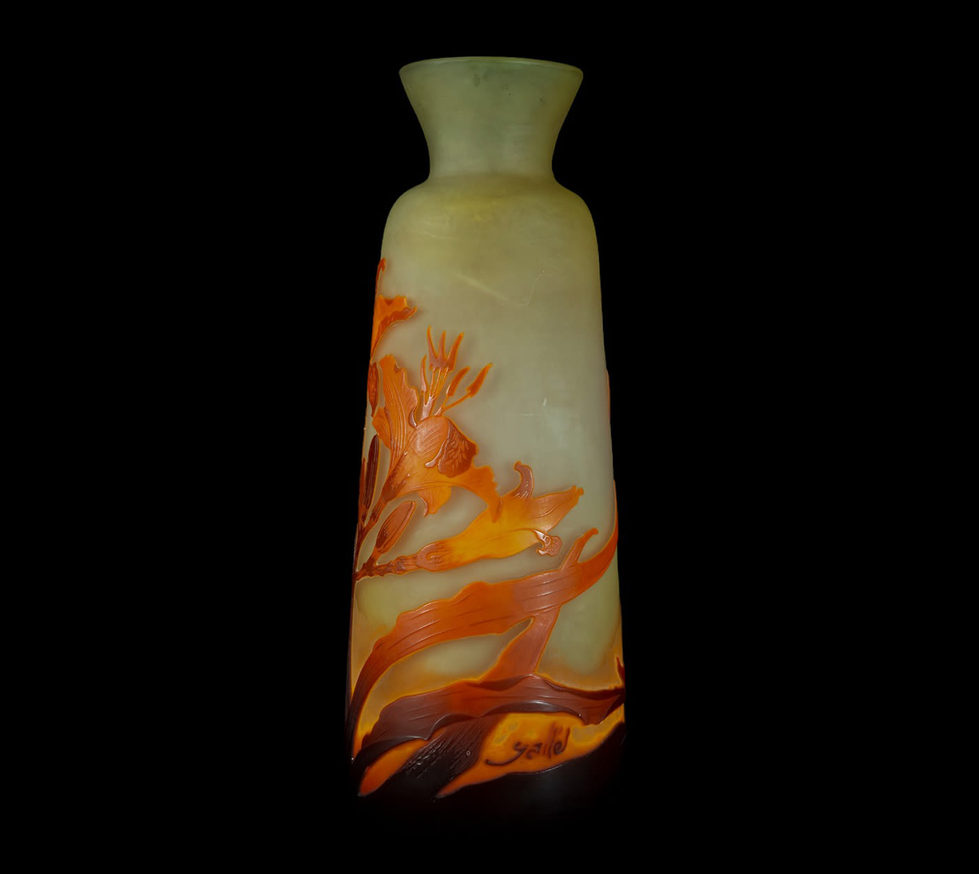 Large Art Nouveau Gallé vase in blown glass and polychrome vitreous paste, 1900s - 1920s - Image 4 of 6