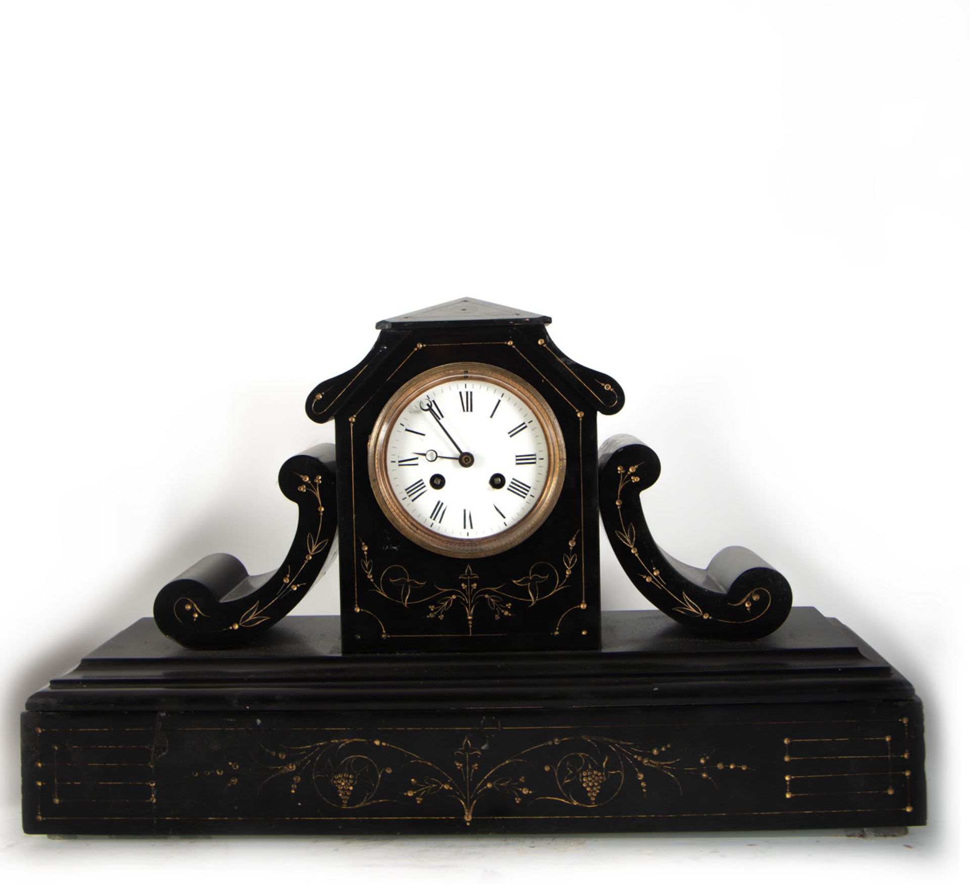 Garnish with clock in black marble, late 19th century - Bild 2 aus 6