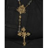 Italian rosary in gold-plated silver filigree and rock crystal, 19th century