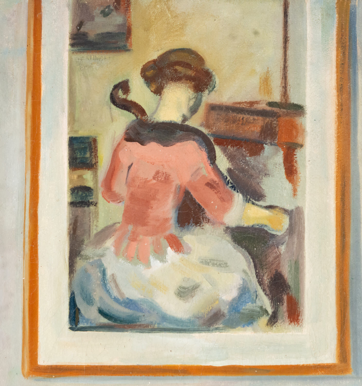 Still Life of Living Room with Portrait of a Lady, László Moholy Nagy, 19th century Hungarian school - Image 4 of 5