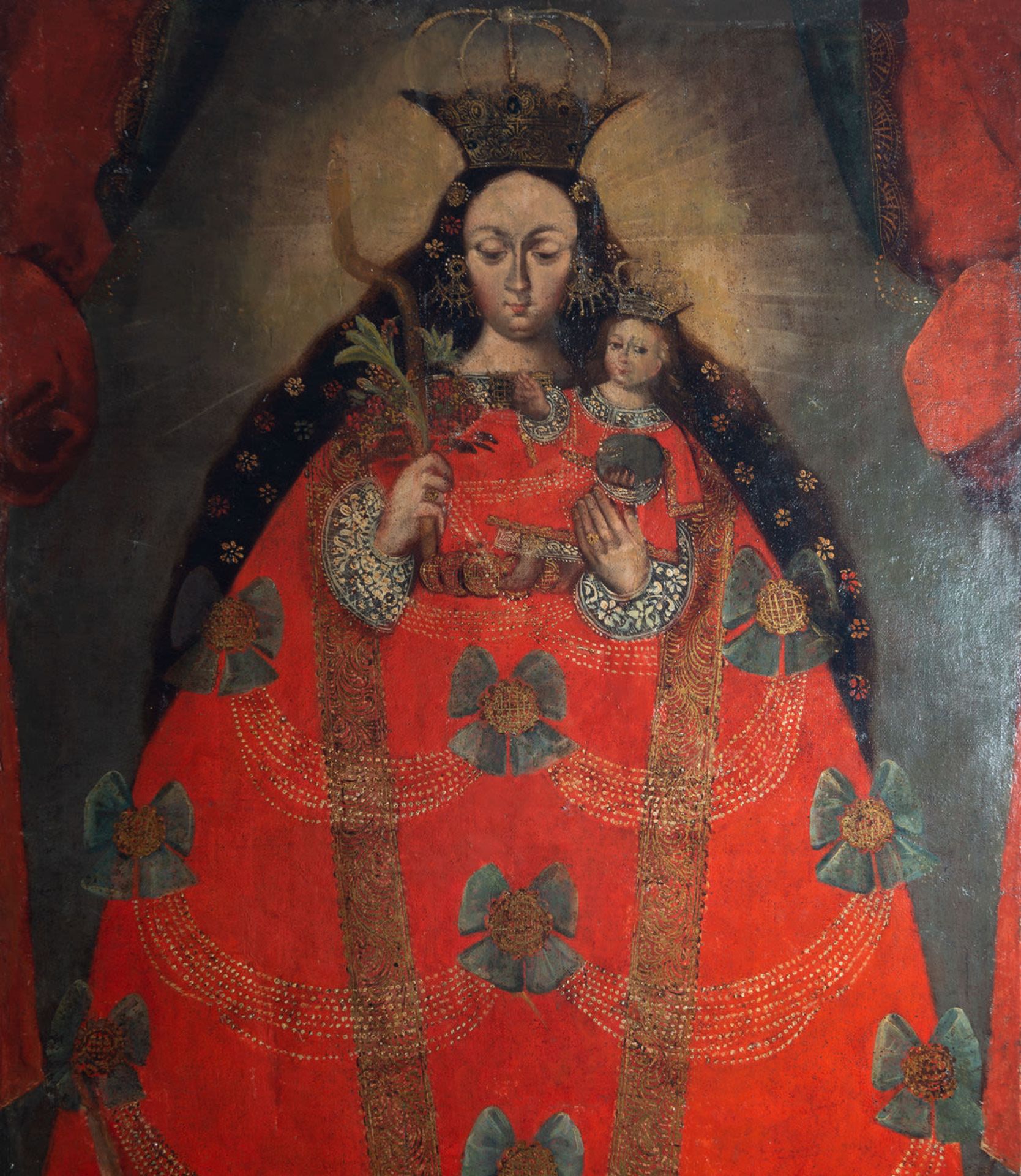 Large Virgin with Child, Cuzco colonial school from the 17th century - Image 2 of 6