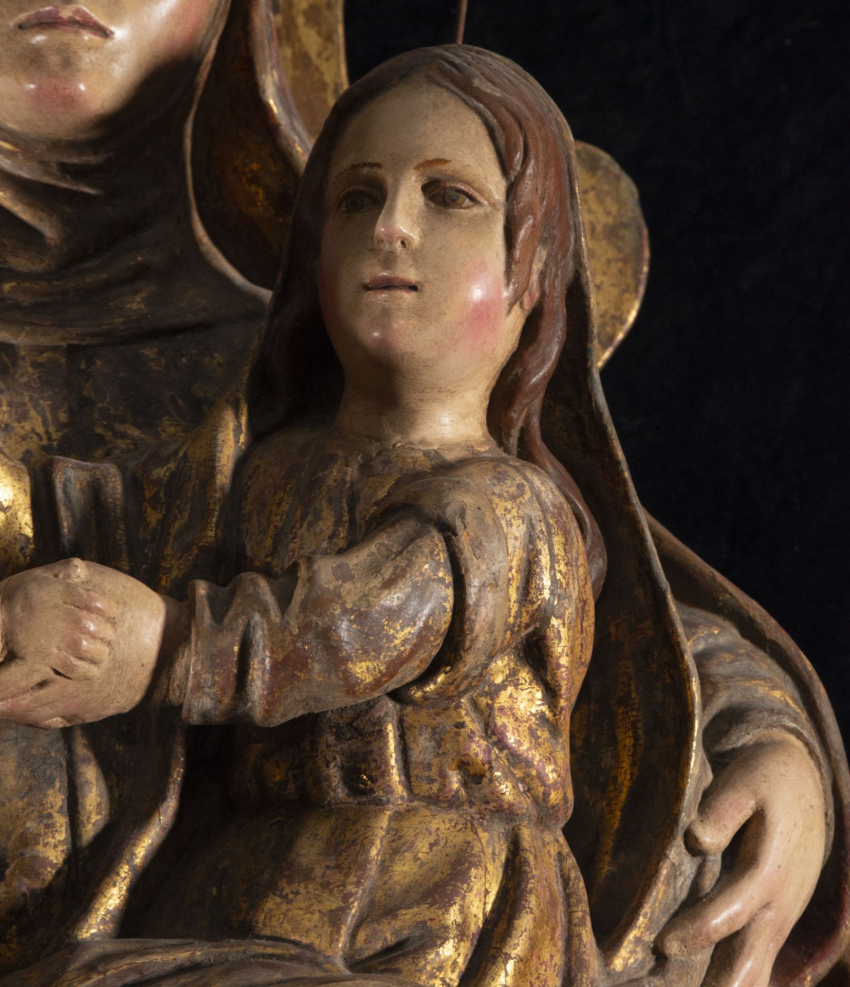 Exceptional and Large Triple Italian Gothic Virgin, medieval work from Veneto or Lombardy, first hal - Bild 4 aus 12