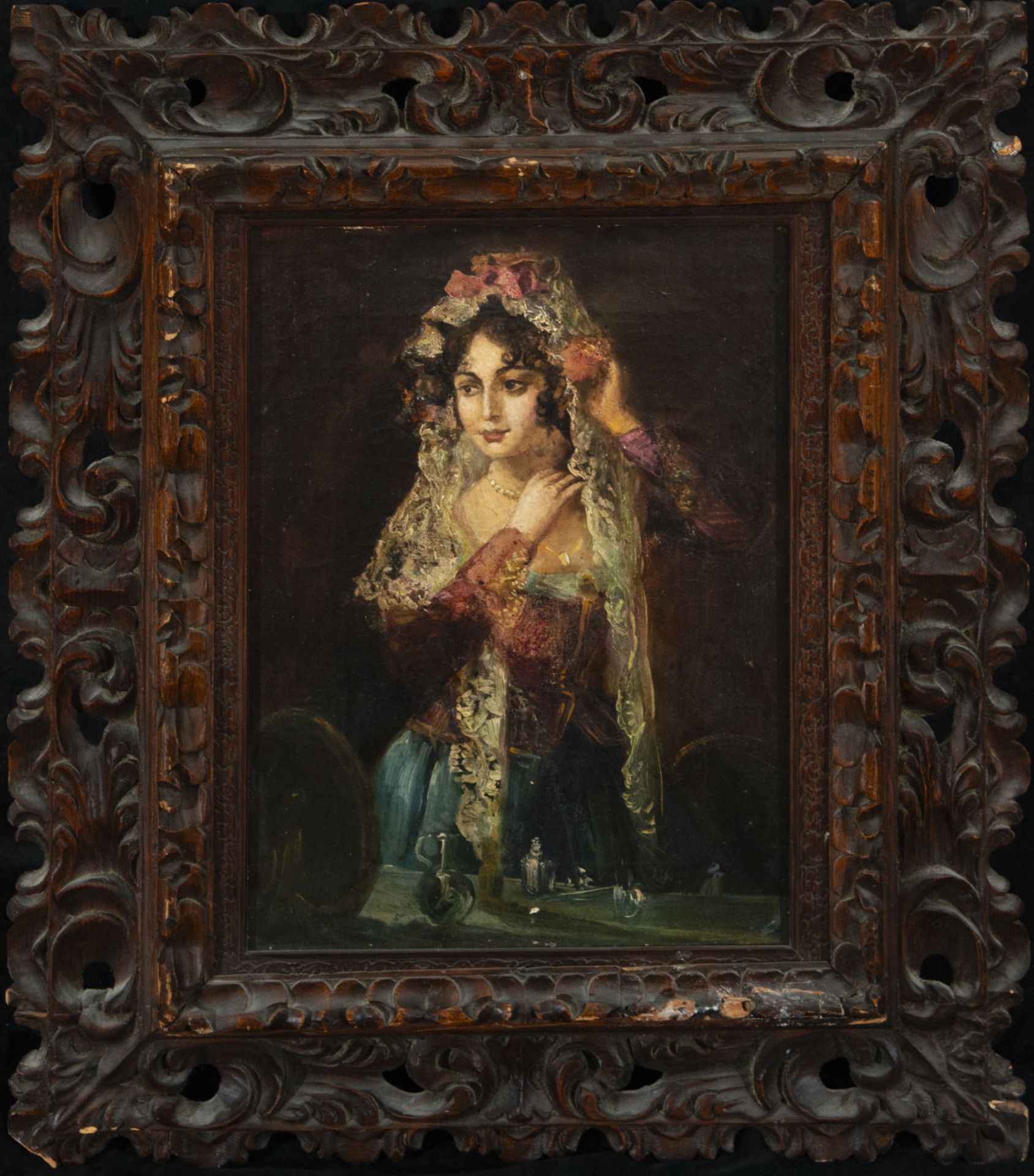 Young Andalusian Lady, attributed to Leonardo Alenza (Madrid, 1807-1845), 19th century, signed