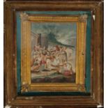 Watercolor glued to 18th century panel