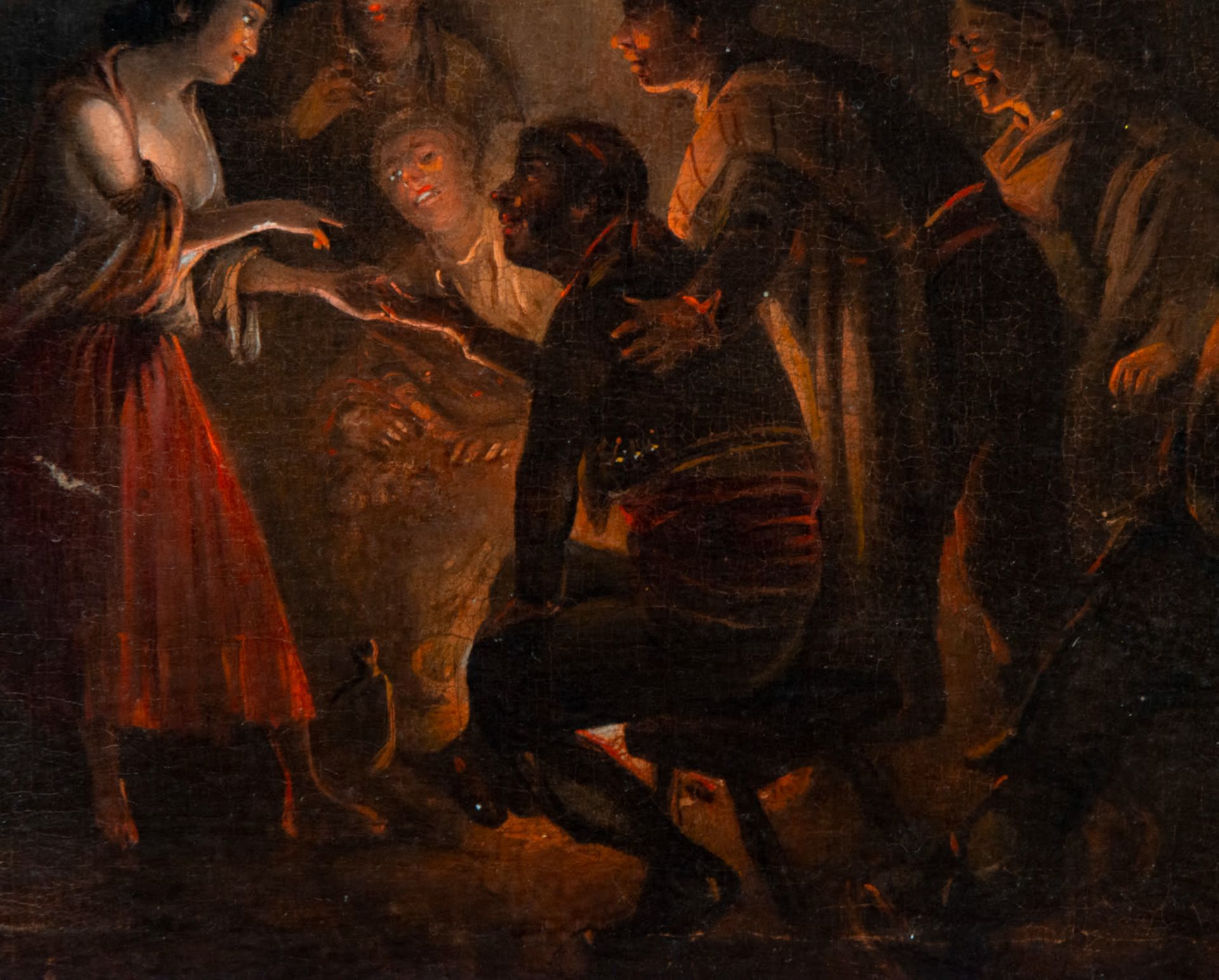 Manuel Rodríguez de Guzmán, signed, Meeting at the Bonfire, Sevillian romantic school, 19th century - Bild 4 aus 5