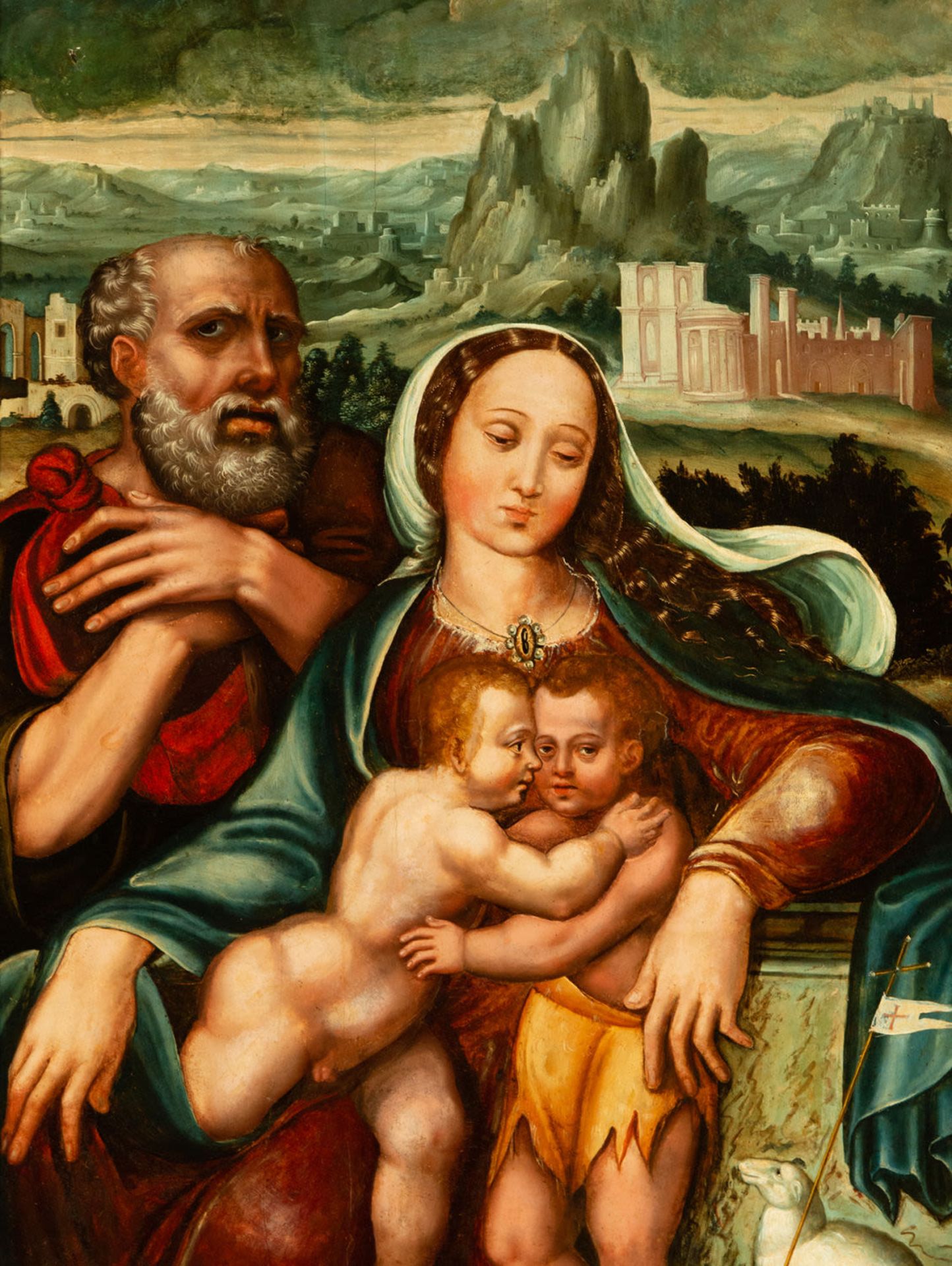 Holy Family on panel, Flemish school of the 16th century - Image 2 of 5