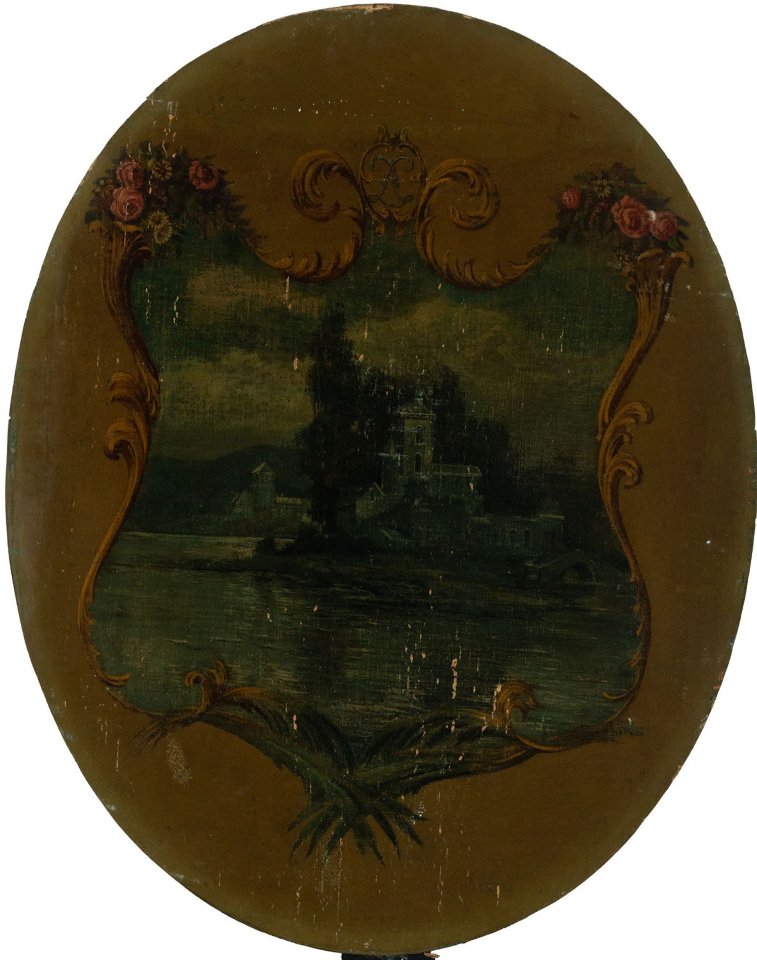 Pair of Boiserie Ovals painted in oil, 19th century French school - Image 5 of 7