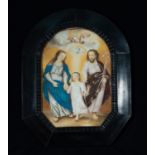 Holy Family painted in tempera on paper, 18th century Novohispanic school