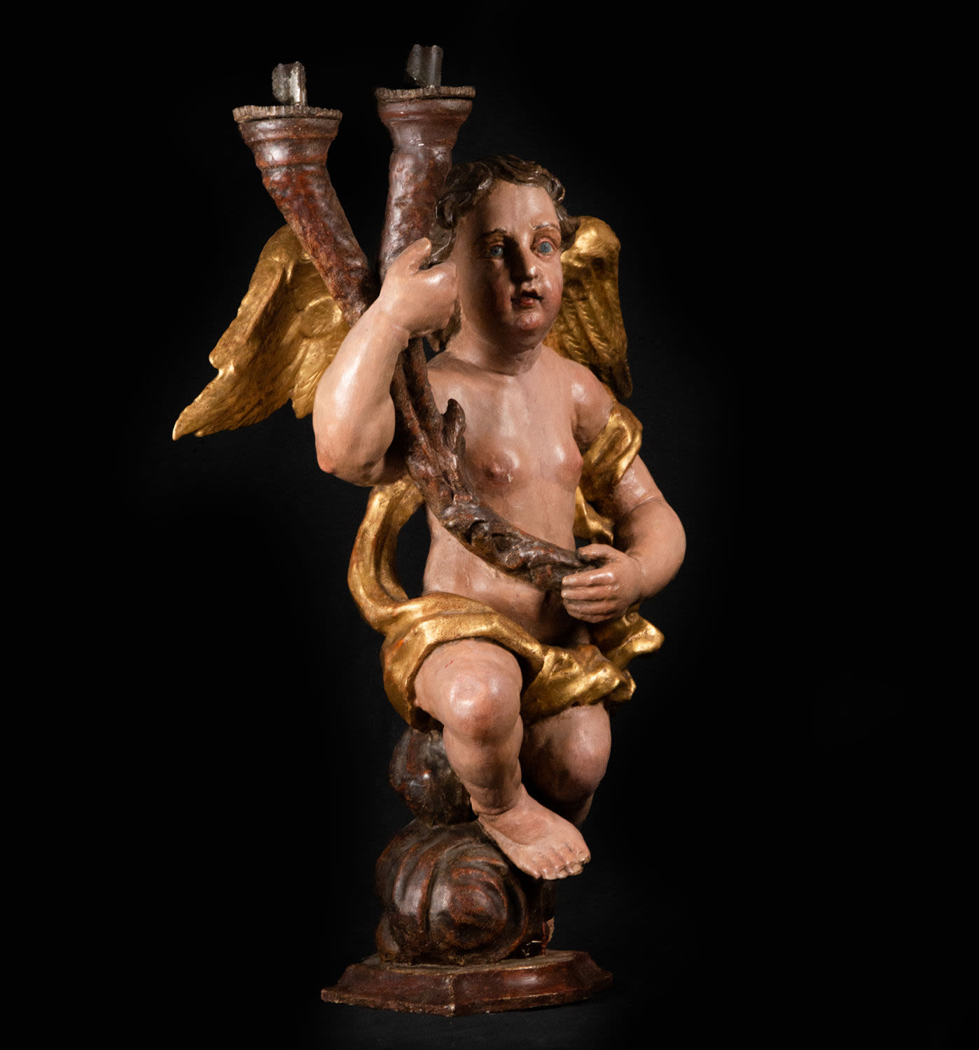 Pair of Important Portuguese Torchere Angels, 17th century Portuguese school - Image 10 of 12