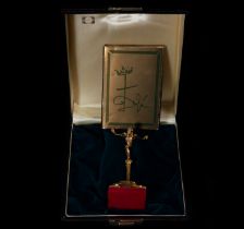 Salvador Dalí, Solid 18k gold 116g figure of Saint John, with author's certificate and original box