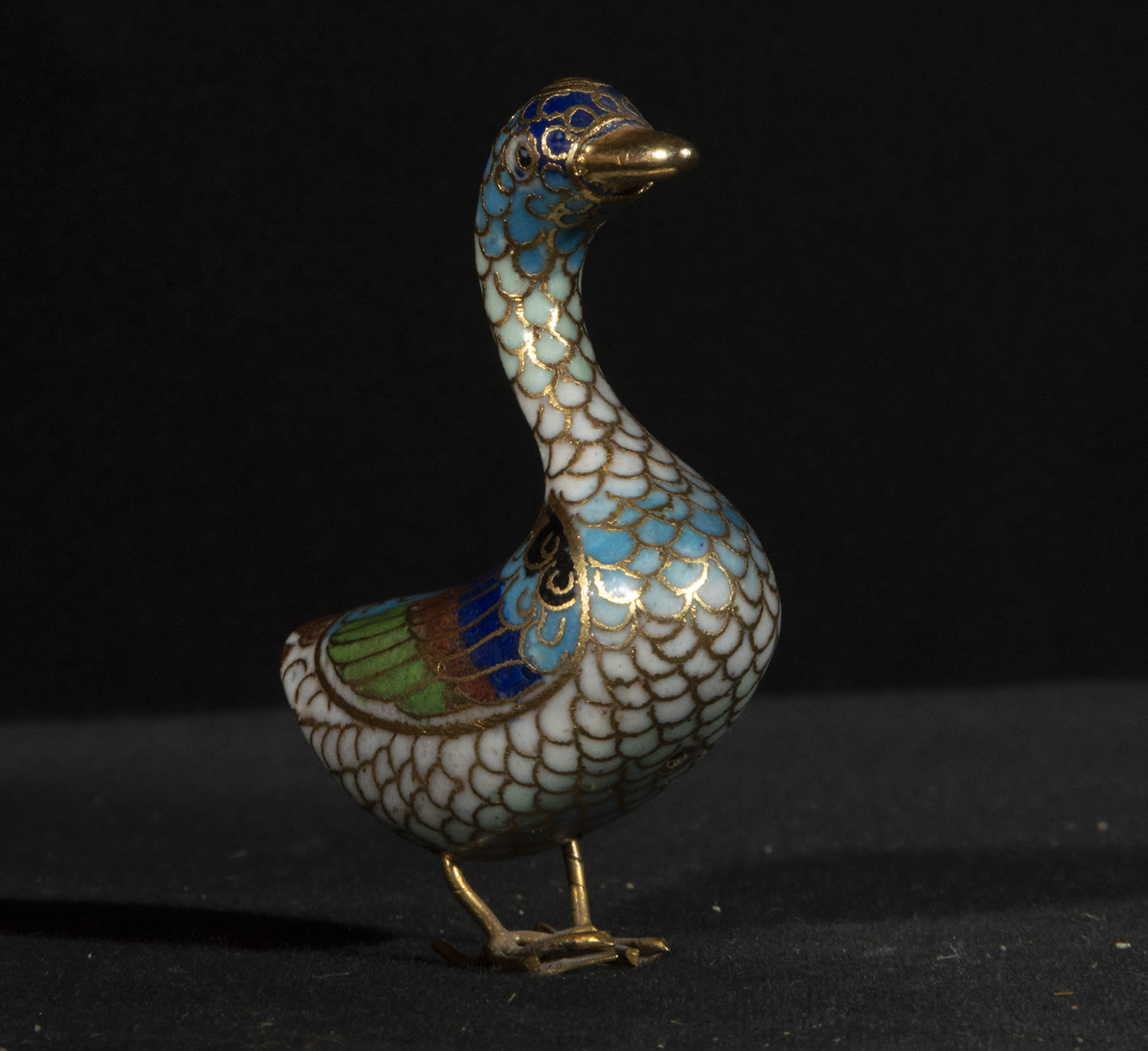 Pair of Chinese ducks in bronze filigree and cloisonné enamel, 20th century - Image 4 of 4