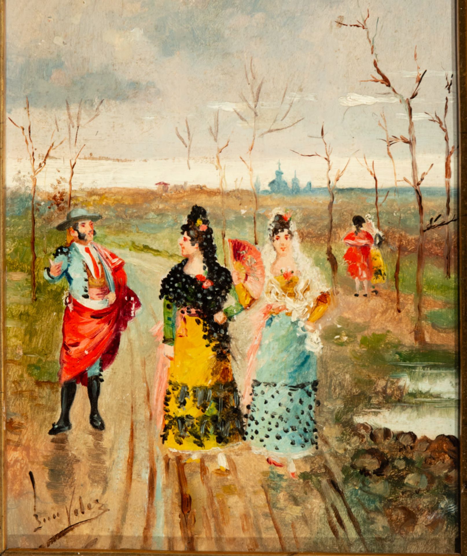 Luíz Vélez (signed), Flamenco dancers outdoors, Spanish school, 19th - 20th centuries - Image 2 of 4