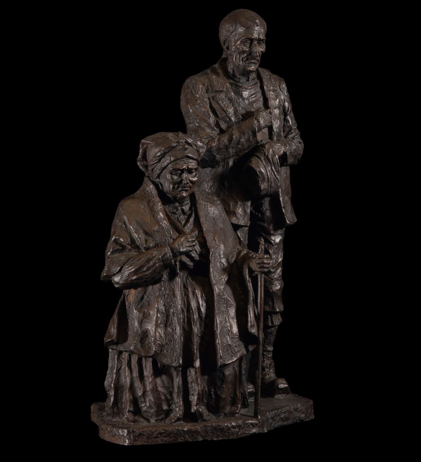 Couple of Elders in bronze, 19th - 20th centuries - Image 7 of 9