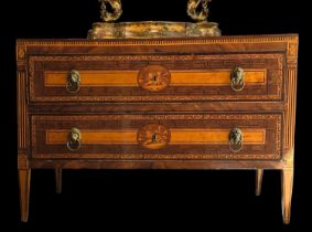 Magnificent 18th Century Chest of Drawers in Fruitwood, Naples or Sicily, Italian royal workshops