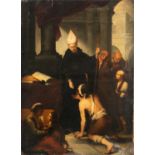 Saint Tomás of Villanueva distributing alms, follower of Bartolomé Esteban Murillo, Sevillian school