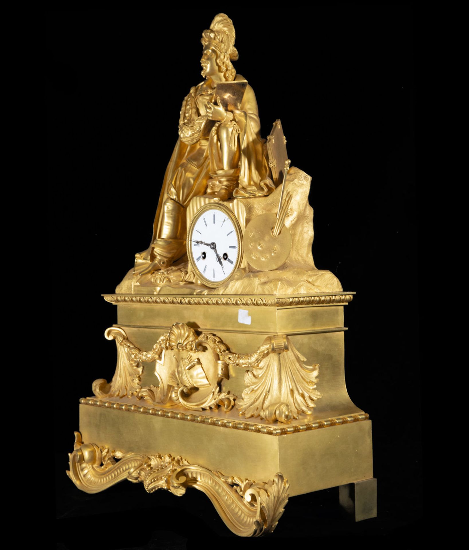 Large Empire table clock with the motif of Michelangelo Buonarroti, 19th century French school - Image 4 of 8
