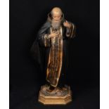 Saint Francis of Paula in carved wood, 18th century Grenada Baroque school