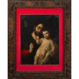 Saint Joseph with Child in large oil on copper - Circle of Nicolás and Juan Correa (active in the Vi