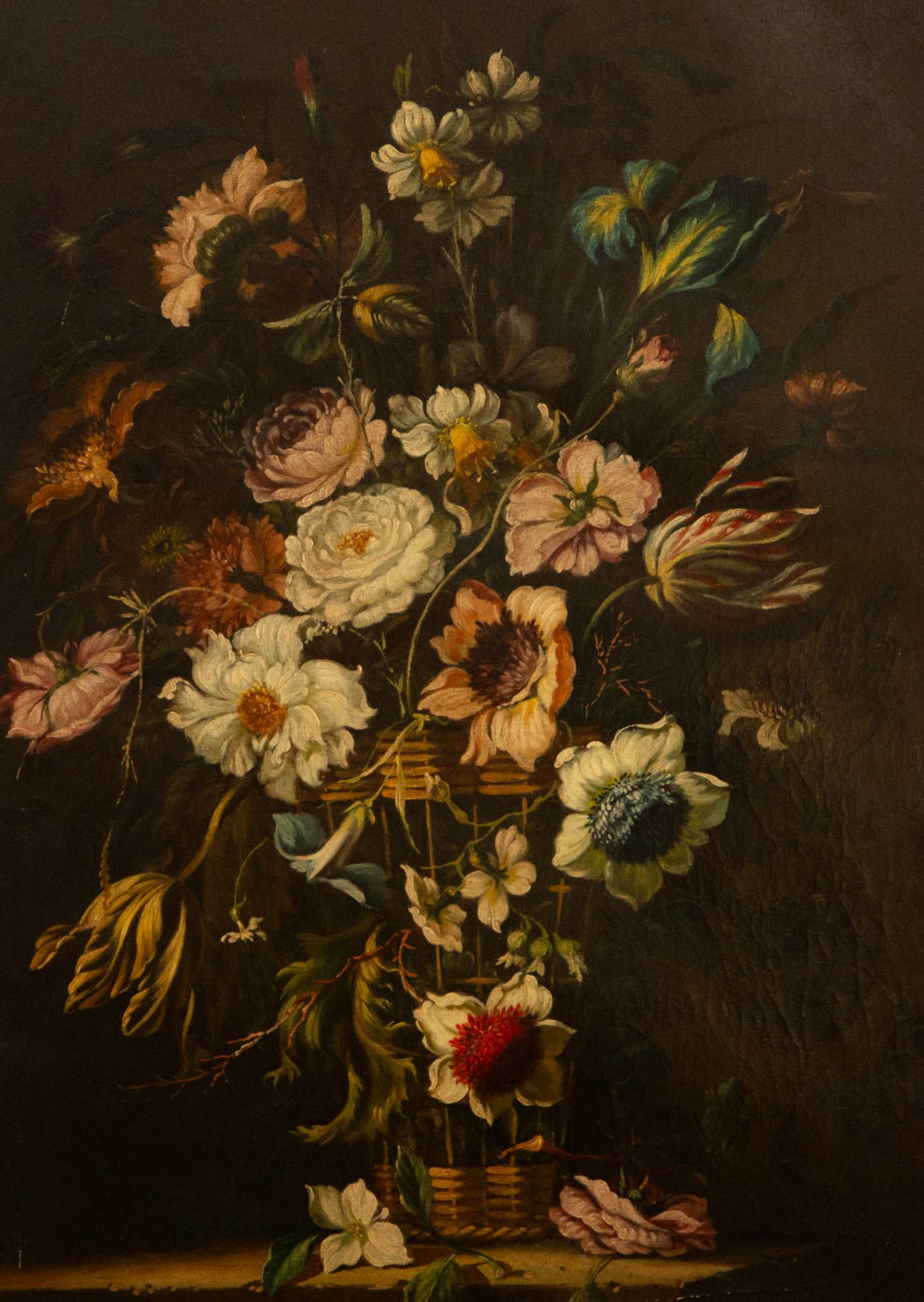 Still life of Flowers on canvas, Belgian or French school, signed J. Rimont, 19th century - Bild 2 aus 4